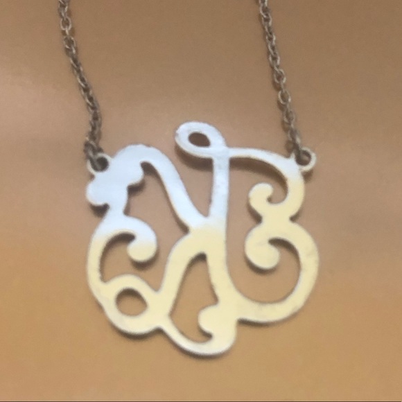 925 Silver K Initial Monogram Calligraphy Necklace - Picture 3 of 6